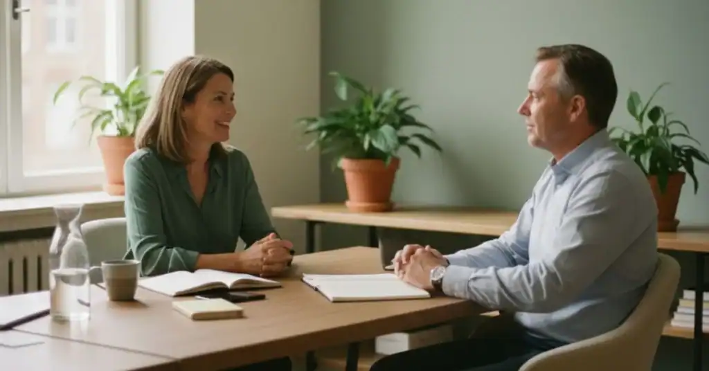 Patient in relaxed conversation with doctor — talking about insulin resistance symptoms