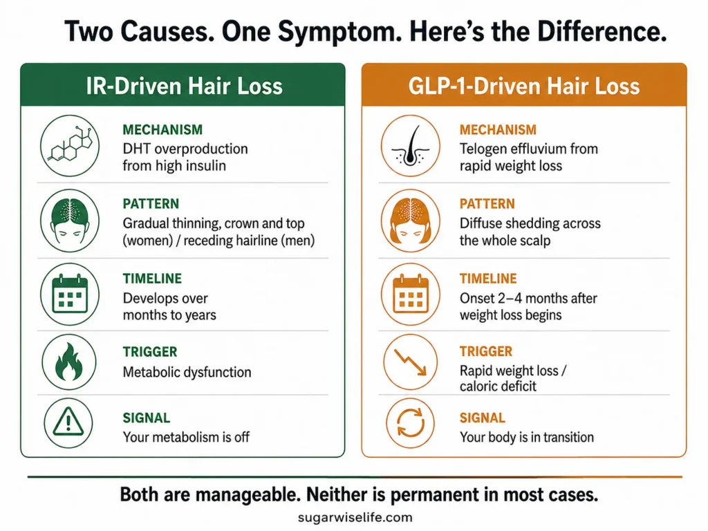 insulin resistance hair loss vs glp-1 hair loss comparison
